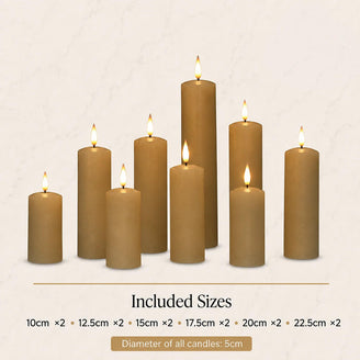 Ivory Set of 9 Slim LED Pillar candles