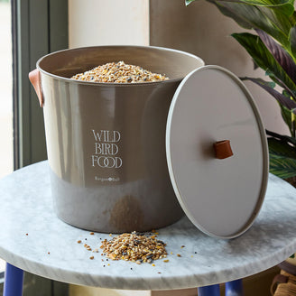 Leather Handled Wild Bird Seed Tin