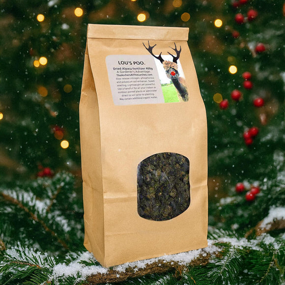 Lou's Poo Alpaca Fertiliser - Christmas Shredded
