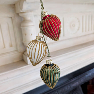 Festive Coloured Glass Triple Drop Decoration