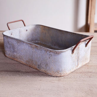 Outdoor Planter Tray with Aged Zinc finish