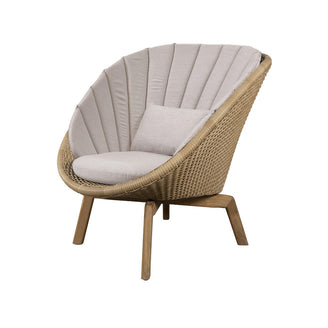 Peacock Flat Weave Lounge Chair with Teak Legs