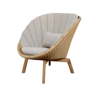 Peacock Flat Weave Lounge Chair with Teak Legs
