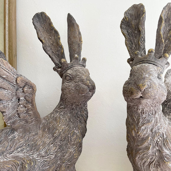 Regal Pair of Flying Hares