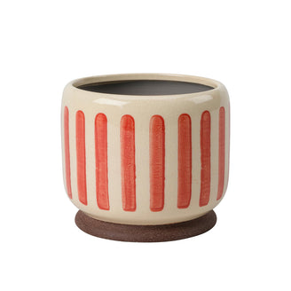 Retro Striped Glazed Indoor Planter