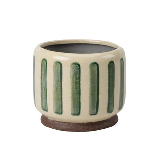 Retro Striped Glazed Indoor Planter