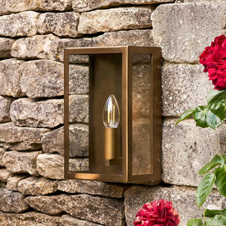 Sandford Outdoor Wall Lantern in Antiqued Brass