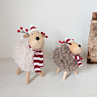 Nordic Christmas Sheep with Bobble Hat & Scarf