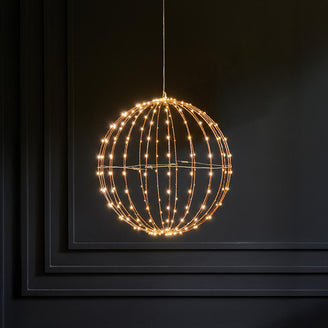 Hanging 40cm Copper LED Sphere Dual Powered