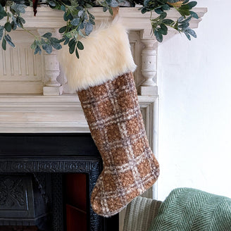 Brown Tartan Christmas Stocking