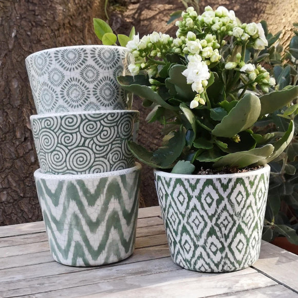Aged Jardin Green Plant Pots (7239037485116)