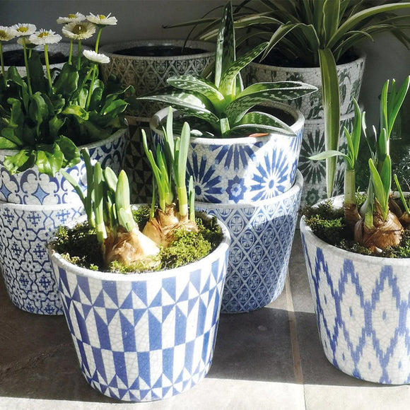 Faded Indigo Dutch Style Plant Pots
