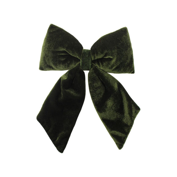 Green Velvet Bow on Clip