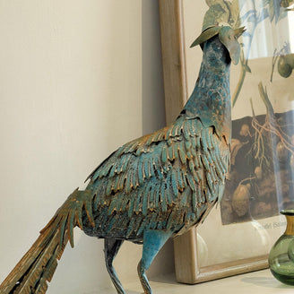 Verdigris Metal Pheasant