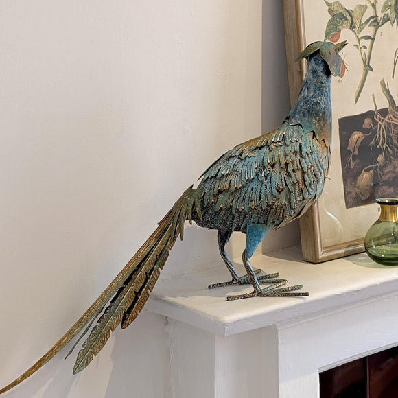 Verdigris Metal Pheasant