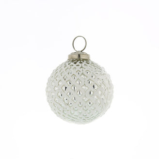 Winter White Azura Patterned Glass Bauble