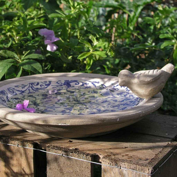 Blue Ceramic Bird Bath (4646508724284)