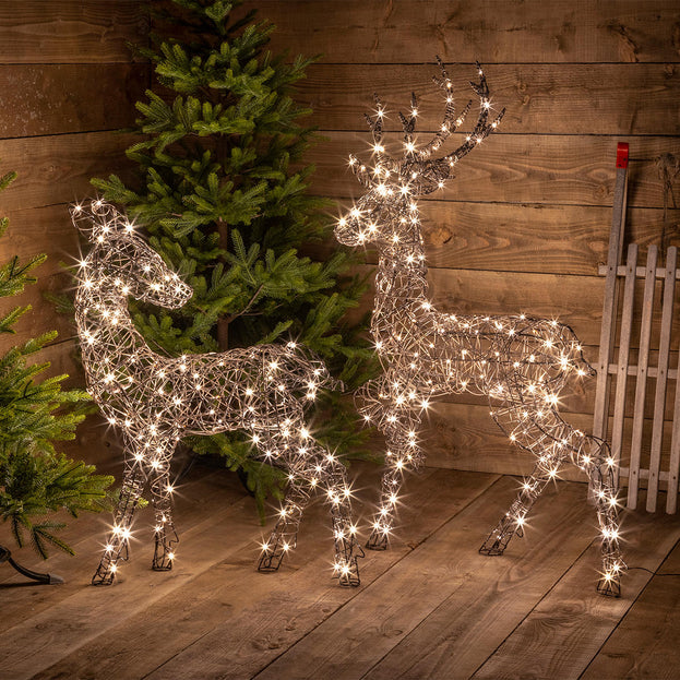 Outdoor Wicker LED Pair of Deer (4659539181628)