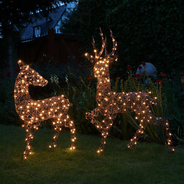 Outdoor Wicker LED Pair of Deer (4659539181628)