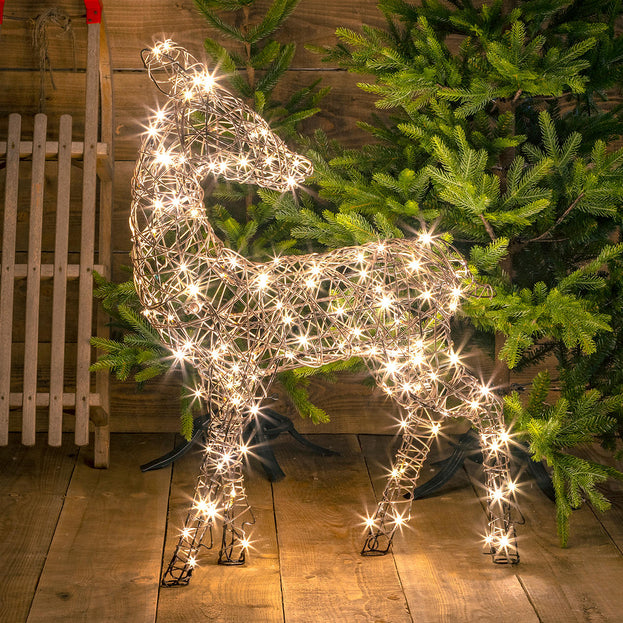 Outdoor Wicker LED Gazing Reindeer (4651938447420)