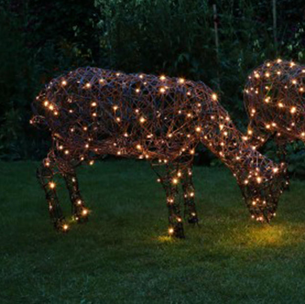 Outdoor Wicker Grazing LED Sheep (4653099384892)