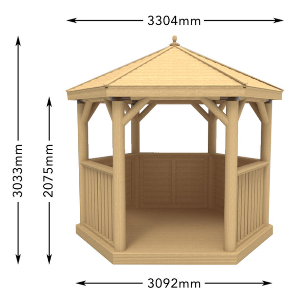 Furnished Timber Roofed Hexagonal 3m Gazebo (4650865950780)
