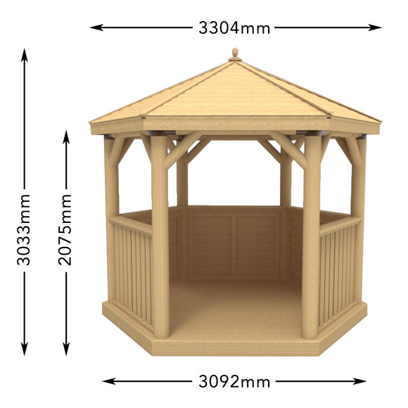 Cedar Tiled Roof Hexagonal 3m Gazebo (4650876305468)