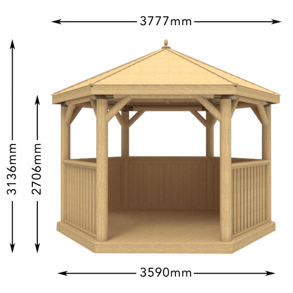 Cedar Tiled Roof Hexagonal 3.6m Gazebo (4650878992444)