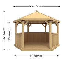Furnished Timber Roofed Hexagonal 4m Gazebo (4650897539132)