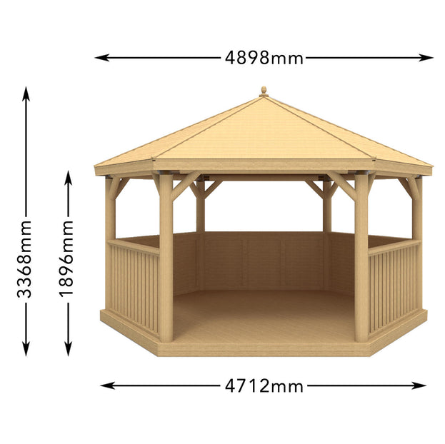 Furnished Timber Roofed Hexagonal 4.7m Gazebo (4650905108540)