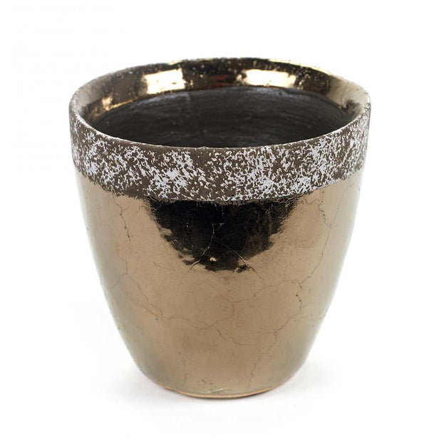 Bronze Glazed Conical Pot with Contrast Rim (4651176984636)