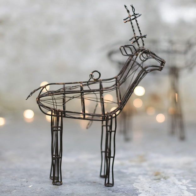 Hanging Rustic Wire Reindeer (4650108911676)