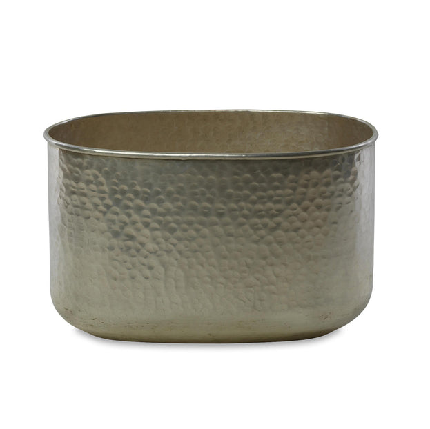 Silver Hammered Oval Finish Indoor Planter (4653412057148)