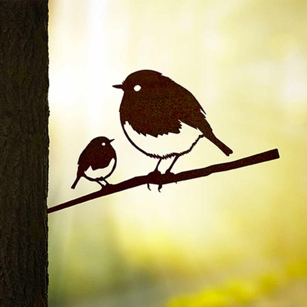 Metalbird Robin & Chick Silhouette (6594765619260)