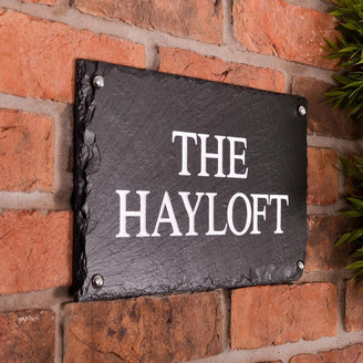 Two House Sign Buy Rustic Slate Two Line House Signs — The Worm that Turned ...
