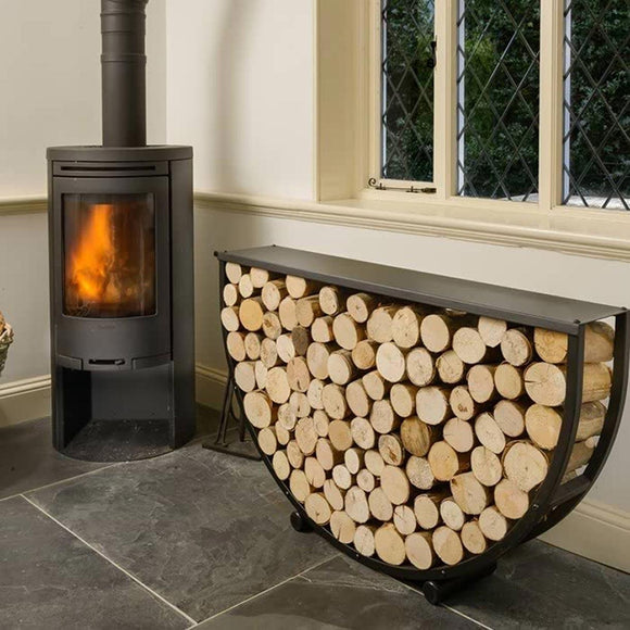 Buy Semi Circular Steel Log Store with Shelf — The Worm that Turned -  revitalising your outdoor space