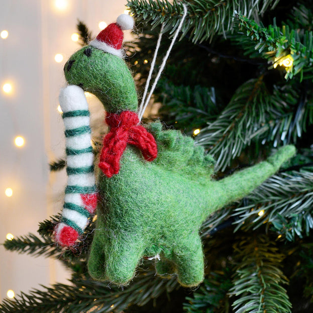 Derek Diplodocus with Stocking Christmas Decoration (4653365198908)