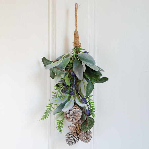 Blueberry Hanging Swag with Pinecones (7022664646716)