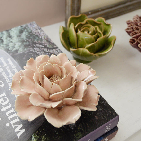 Ceramic Coral Rose Flowers (6670664400956)