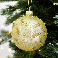 Champagne Gold Fern Glass Bauble (4653364379708)