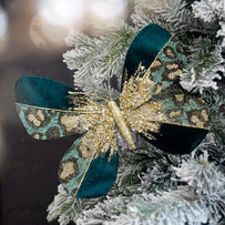 Art Deco Leopard Print Velvet Butterfly Clip Decoration (6649792036924)
