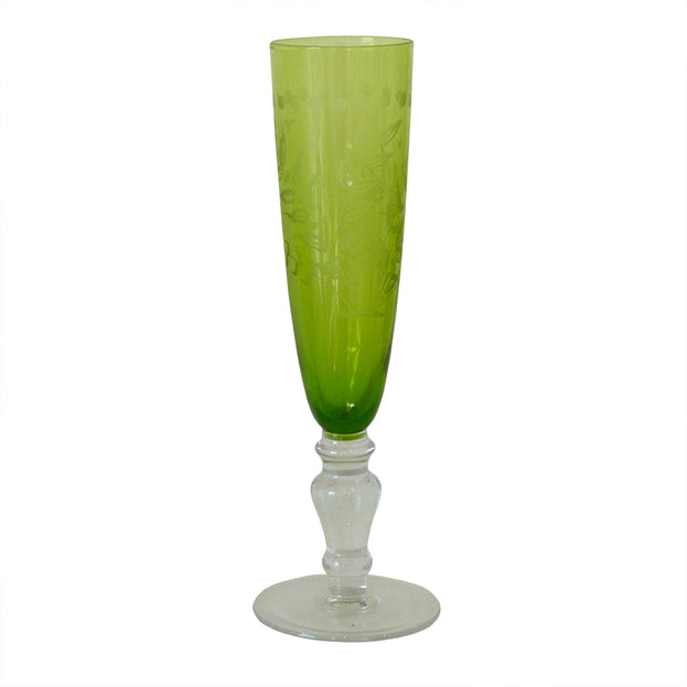Etched Green Champagne Flute (4649460105276)