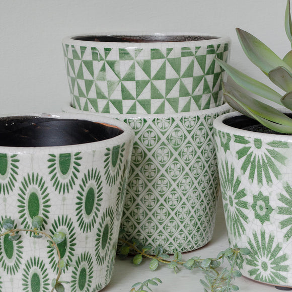 Faded Green Vintage Plant Pots (7178262872124)