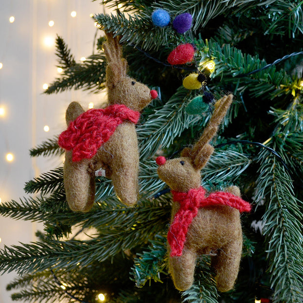 Felt Reindeers with Fairy Lights Christmas Decoration (4653365592124)