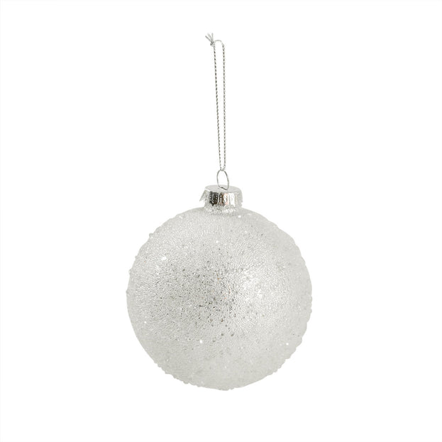 White Frosted Shimmer Glass Bauble (4650069459004)