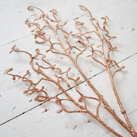 Copper Glittered Faux Hazel Stems (6649912197180)