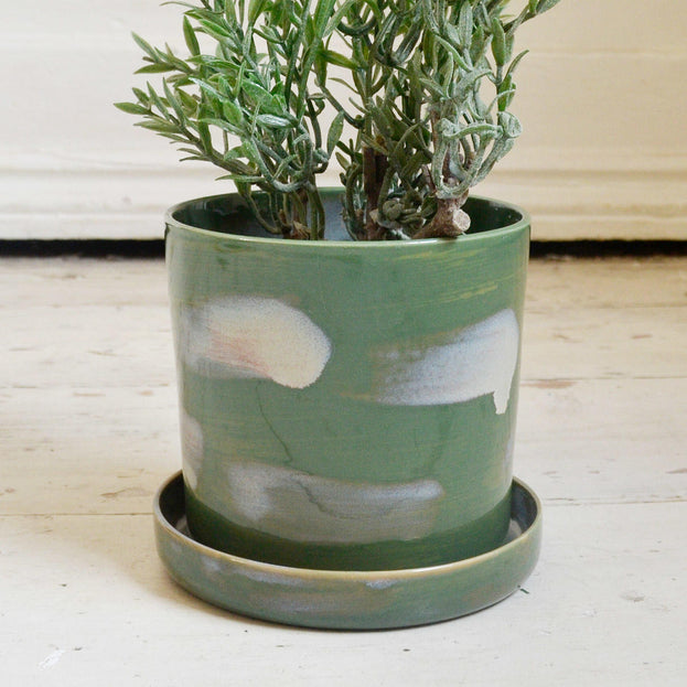 Glazed Indoor Plant Pot and Saucer (4651176853564)
