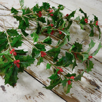 Three Christmas Holly and Berry Stems (6700008538172)