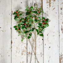 Three Christmas Holly and Berry Stems (6700008538172)