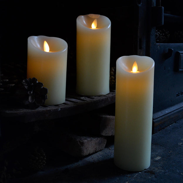 Ivory Moving Flame Candles set of 3 (4650556588092)